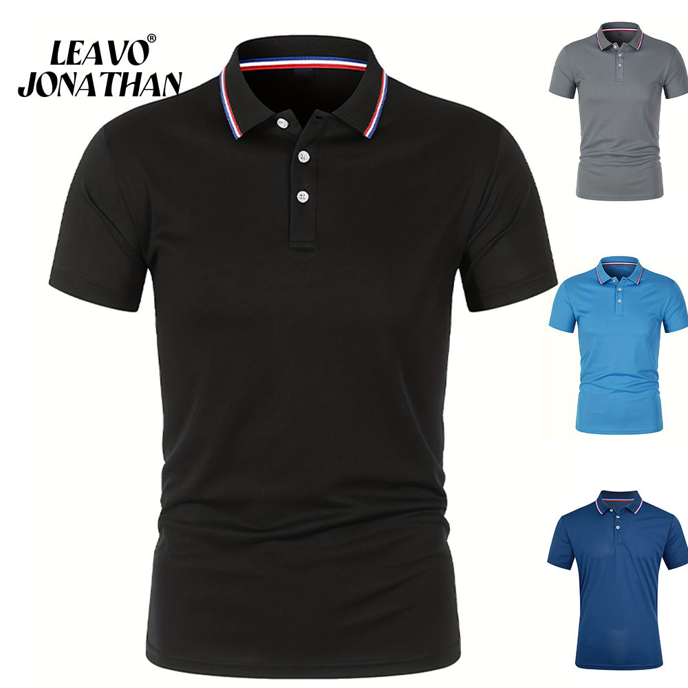 Summer Men Office Business Polo Shirt Spring Pure Solid Casual Short Sleeve Golf