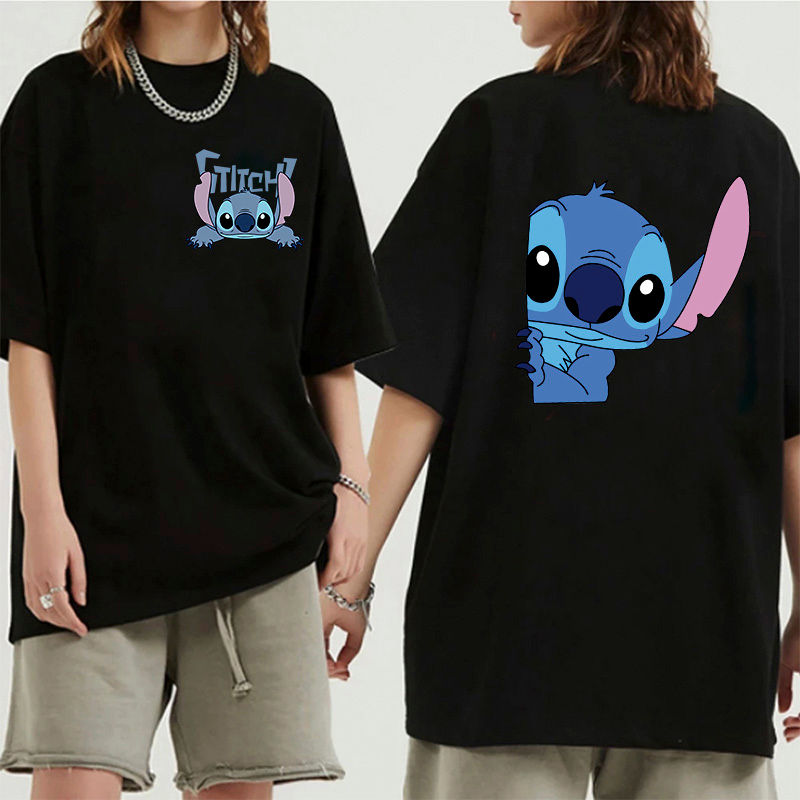 الصورة المصغرة: Hip Hop Shirt EU Size Unisex Disney Lilo Stitch Cartoon T Shirt Stitch Cute Mang