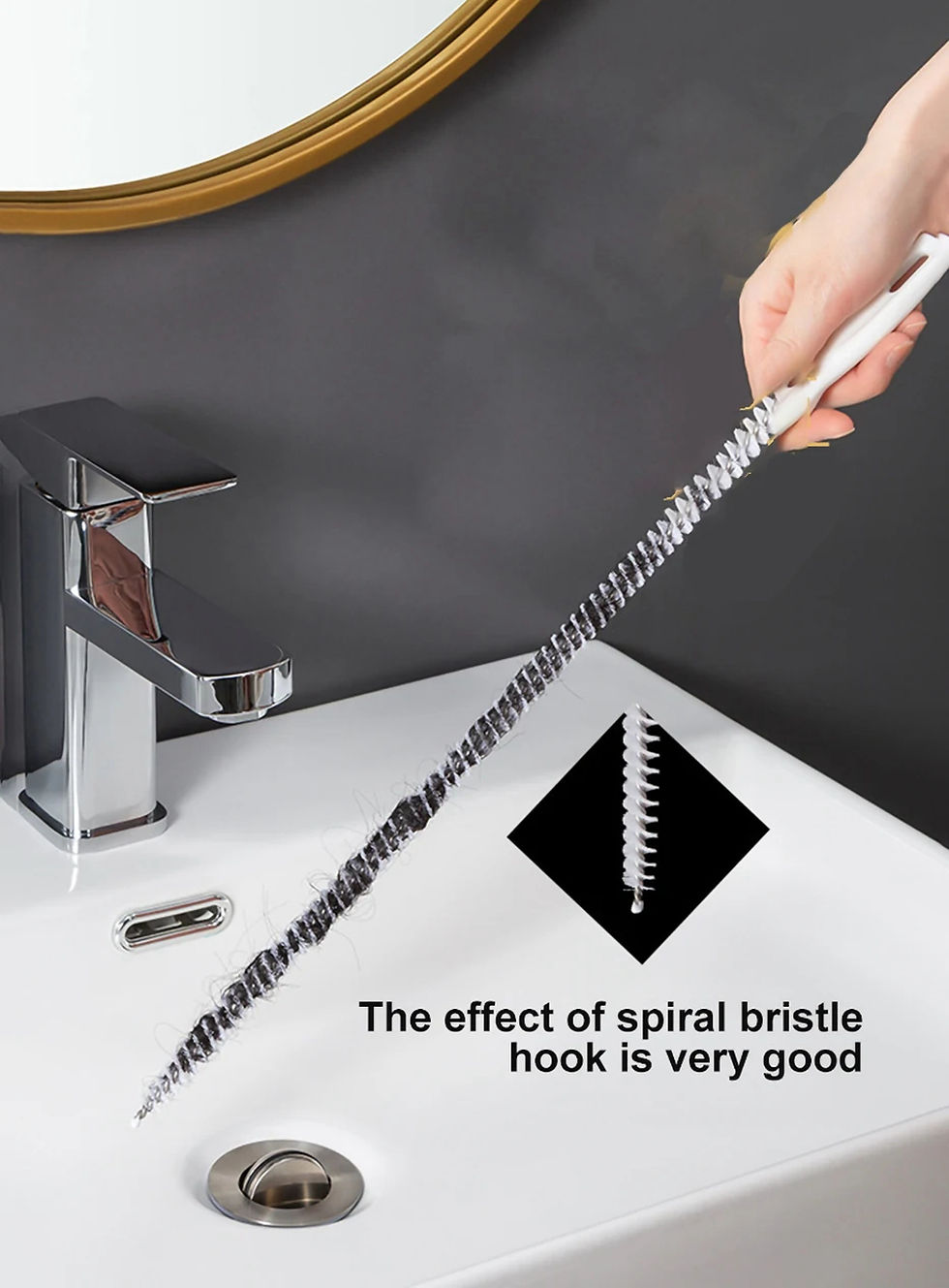 الصورة المصغرة: Pipe Dredging Brush Bathroom Hair Sewer Sink Cleaning Brush Drain Cleaner Flexib