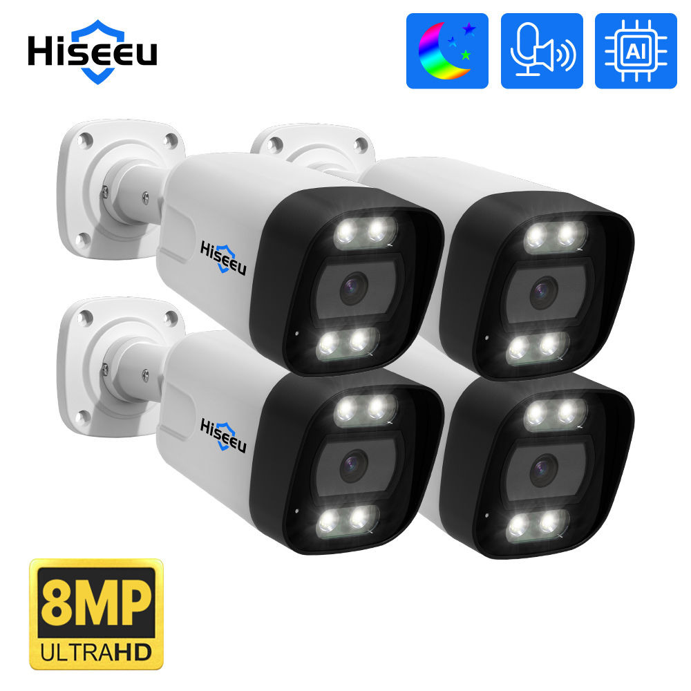 Hiseeu 4K 8MP 5MP POE IP Camera Outdoor H.265 Onvif CCTV Color Night Vision Home