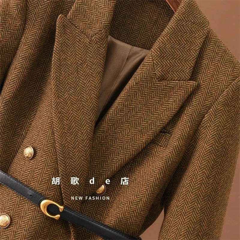Thumbnail: 2025 New Autumn and Winter High-end Long Sleeved Suit Jacket Woolen Double Row T