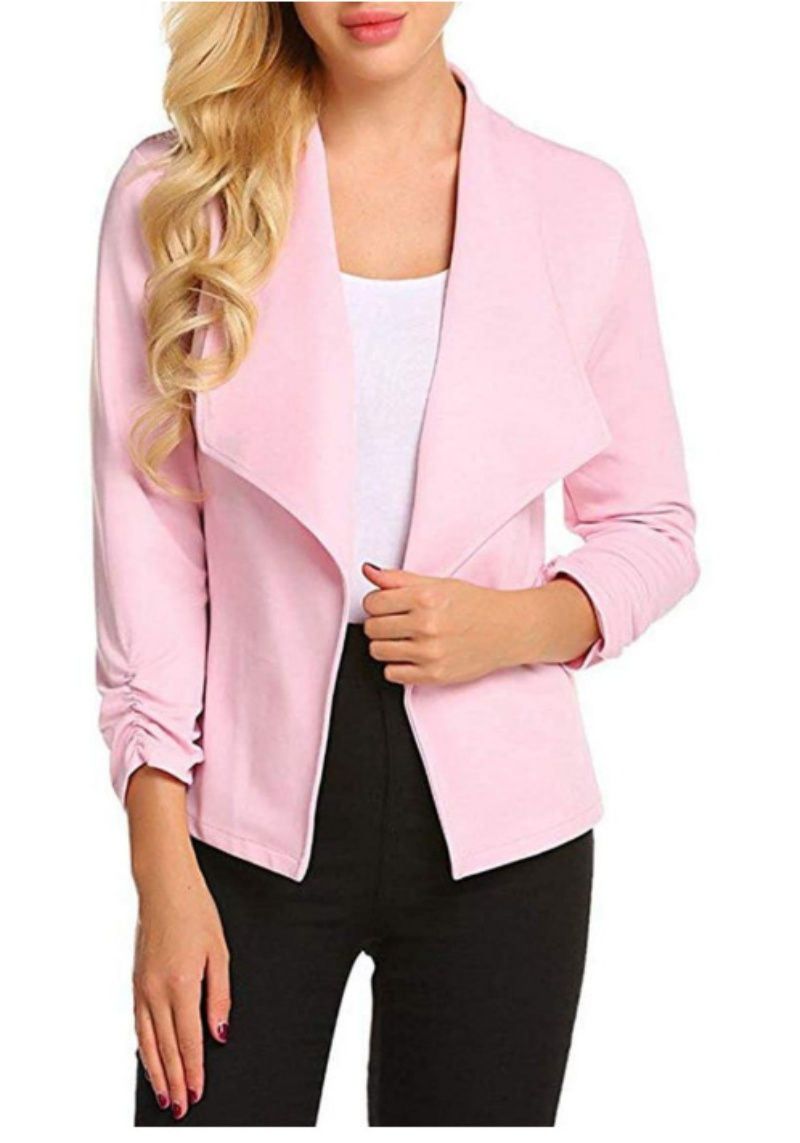 الصورة المصغرة: Womens Blazer Casual Open Front Work Office Blazer Jacket 3/4 Sleeve Lapel Coats