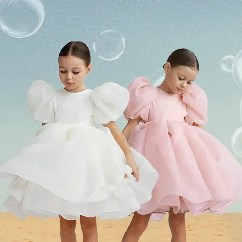 New Summer Princess Dress for Girls 3-8Yrs Elegant Bridesmaid Dress Kids Formal