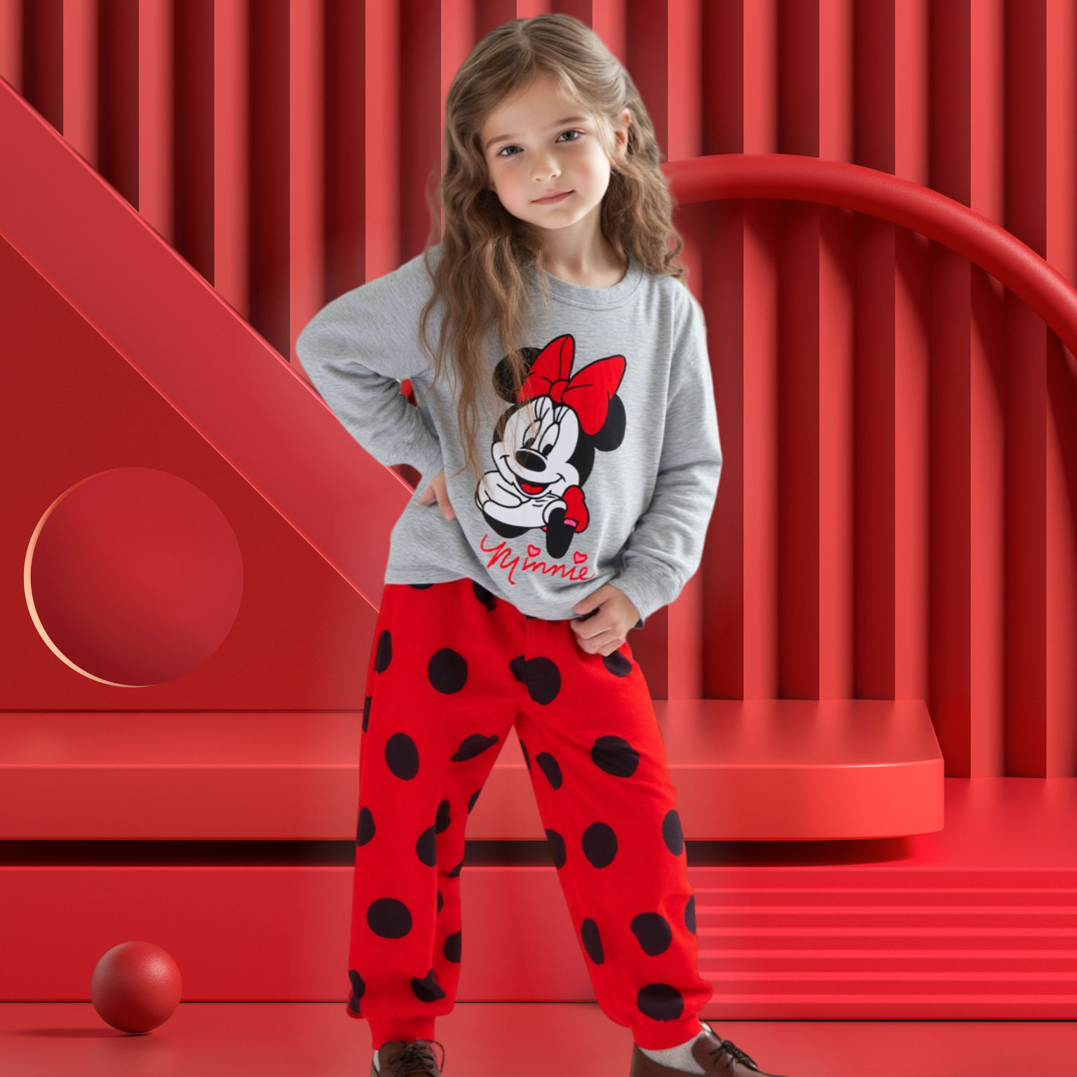 Kids Pajama Set Cotton Soft Print Minnie sets Loungewear Long Sleeve Pjs Sleepwe