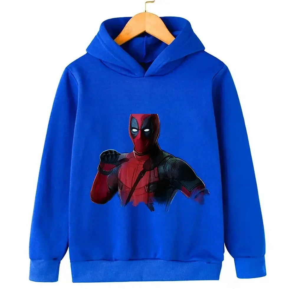 الصورة المصغرة: New Hot sales Autumn Marvel Deadpool Children's Boy Girl Hooded Hoodie Baby Kid 