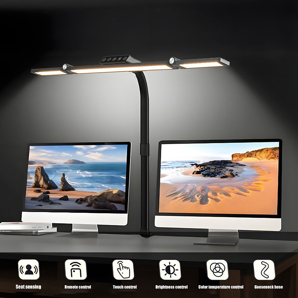 Thumbnail: Home Office LED Desk Lamp Double Head Stepless Dimming Eye-Caring Reading Lights