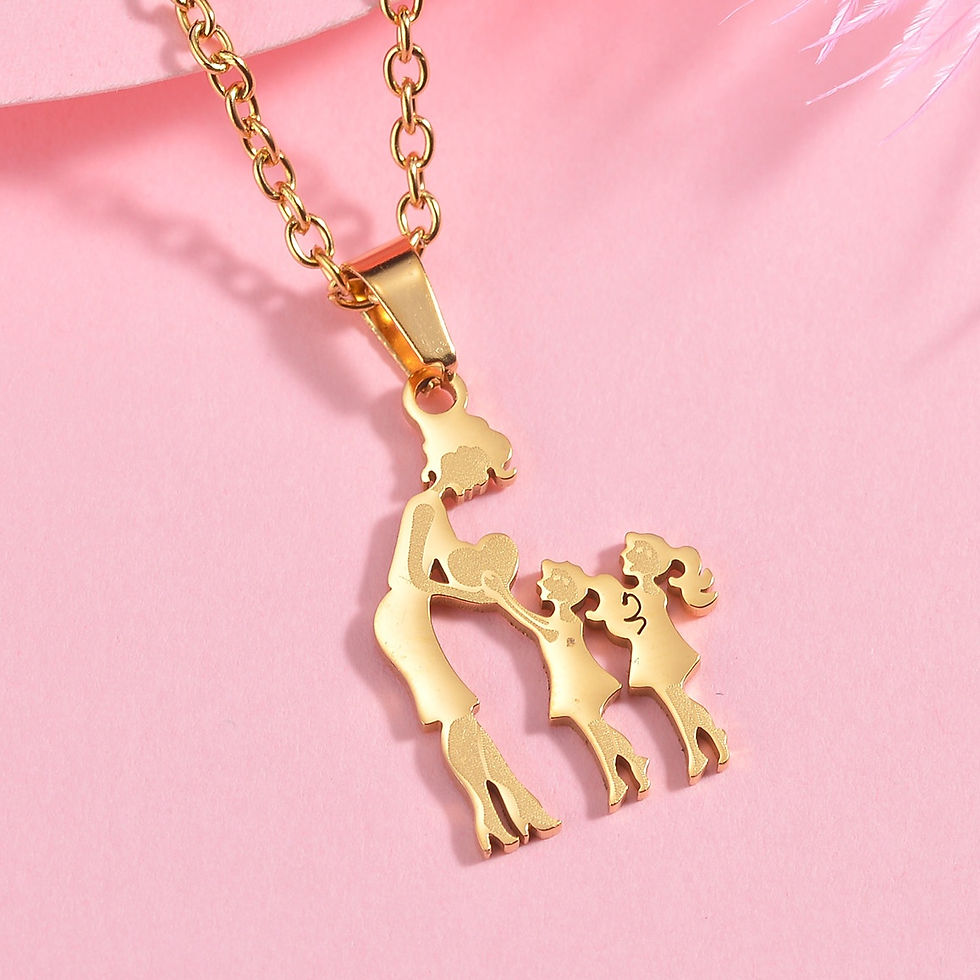 الصورة المصغرة: Mothers and Children Family Stainless Steel Necklaces Silver Color Multiples Kid