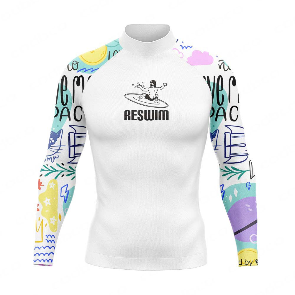 New Men's Swim Surf Suit Swimming T-shirt Beach UV Protection Swimwear Rash Guar