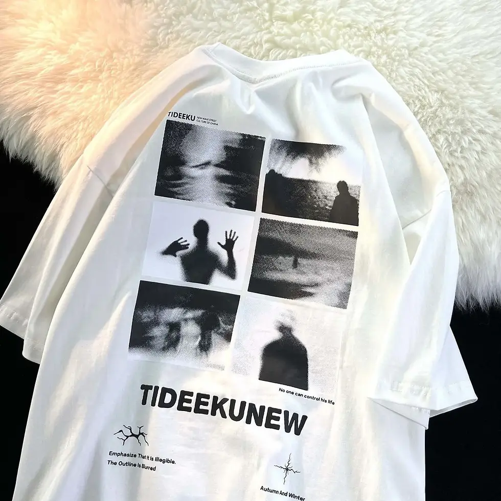 Trendy retro printed graphic T-shirt summer men and women street personality loo