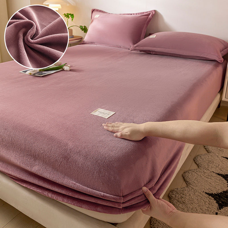 Thumbnail: Velvet Thermal Mattress Cover Plush Sheet Elastic Mattress Cover Fluffy Velvet F