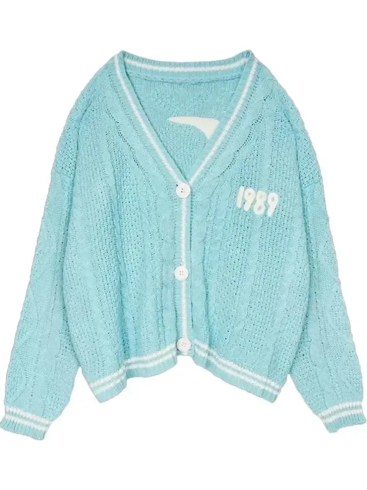 الصورة المصغرة: New Blue 1989 Cardigan For women Bird Embroidery Special Knit 1989 taylor Cardig