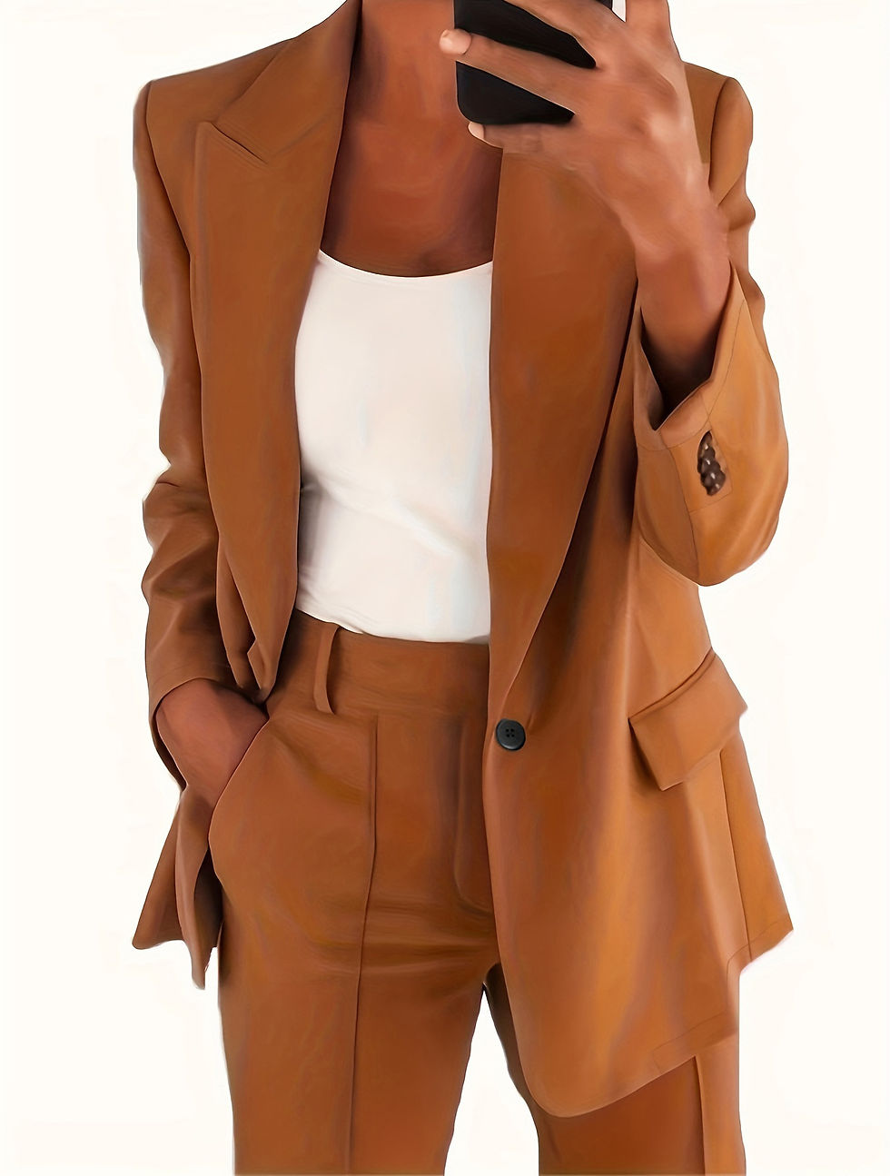 الصورة المصغرة: 2024 S-5XL Women's Blazer Casual Long-sleeved Top Solid Color Suit Collar Button