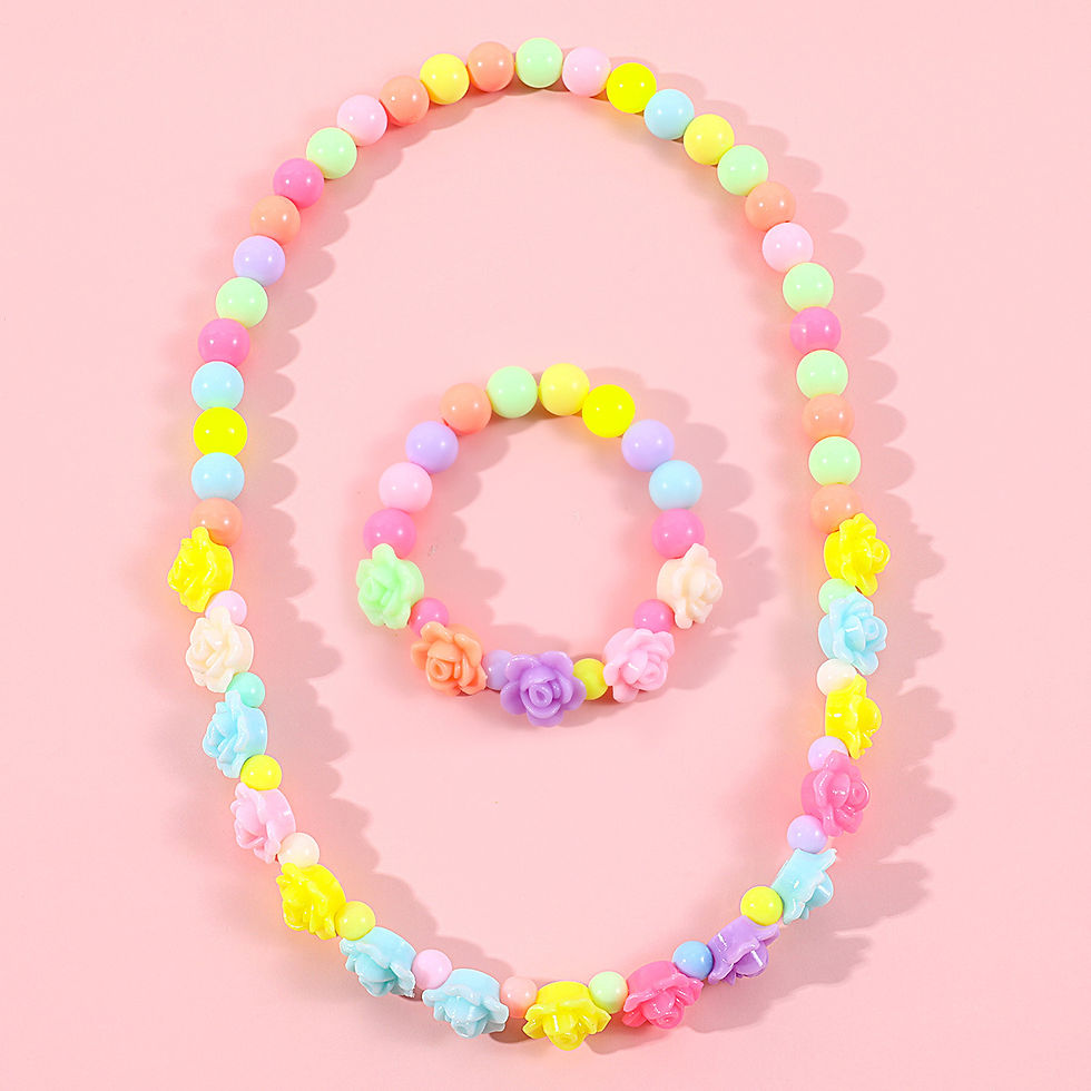 الصورة المصغرة: Makersland Children's Beaded Flower Bracelet Colorful Acrylic Flower Necklace Gi