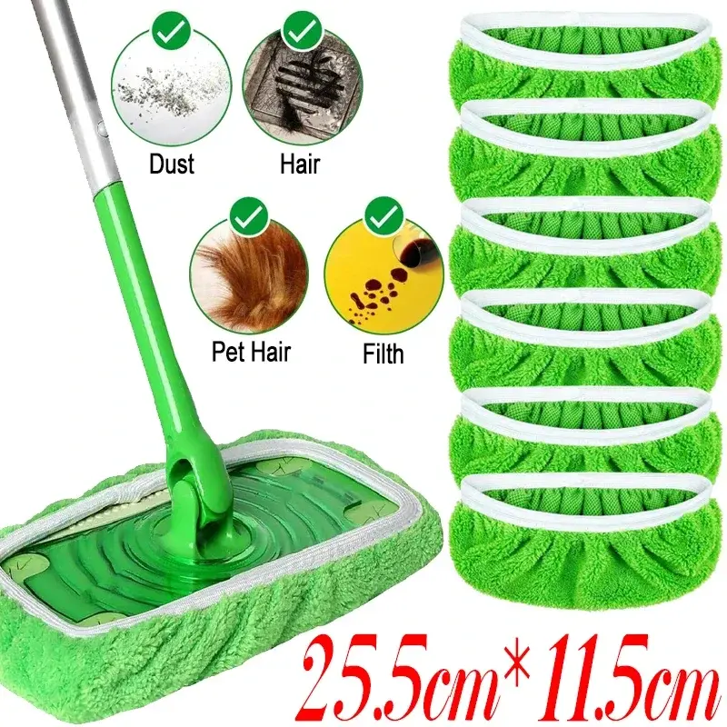 Sweeper Wet & Dry Cleaning Cloths Reusable Microfiber Mop Pads Green Furniture F