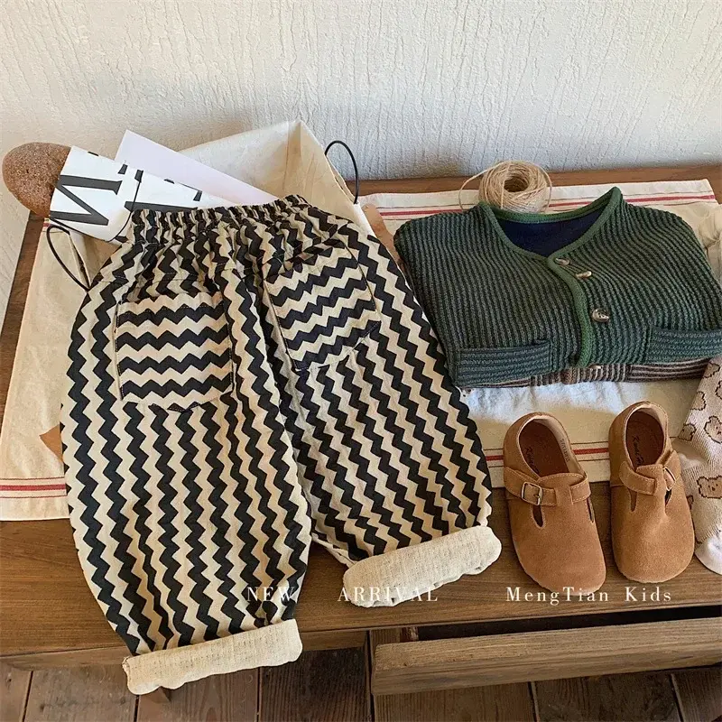 الصورة المصغرة: 2024 Spring and Autumn New Fashion Korean Style Striped Casual Simple Baby Boys 