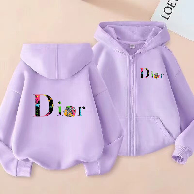 الصورة المصغرة: Children Zipper Style Coat Fashion Letter Sweatshirt Clothing Boys Girls 3-12Yrs
