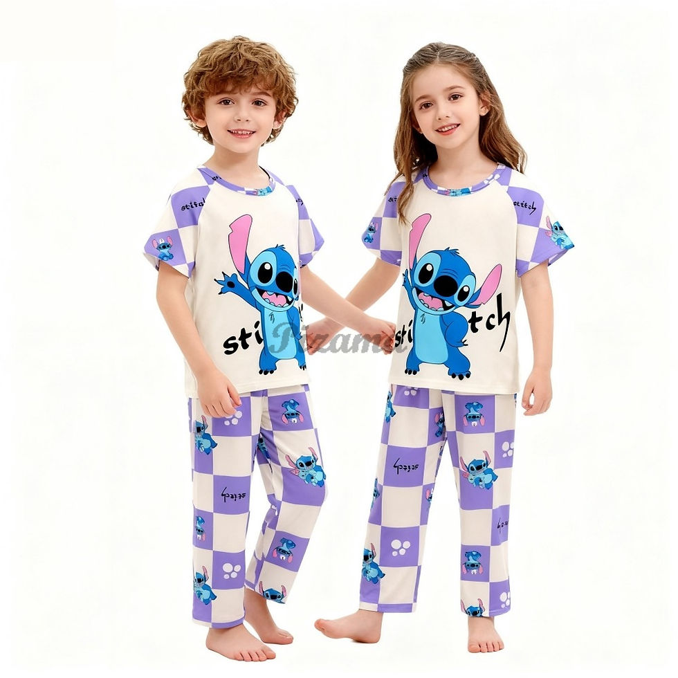 Boys and Girls Lilo & Stitch Short Sleeve & Long Pants Children's Sleepwear Kids