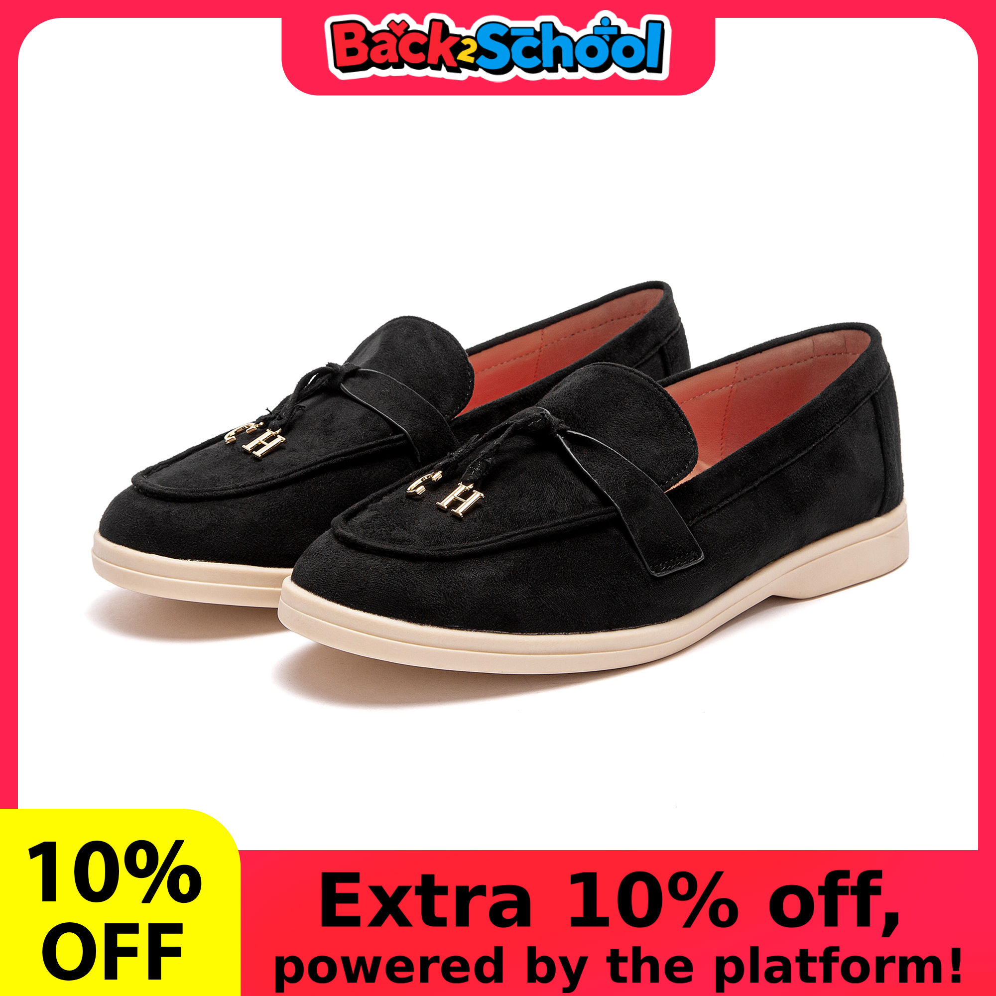 CHCH Women's Flat Shoes Autumn New Anti Velvet Single Shoes Classic Round Head W