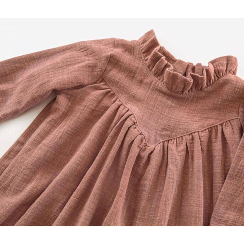الصورة المصغرة: Kids Baby Girls Long Sleeve Solid Color Dress Spring Autumn Kids Baby Girls Lace