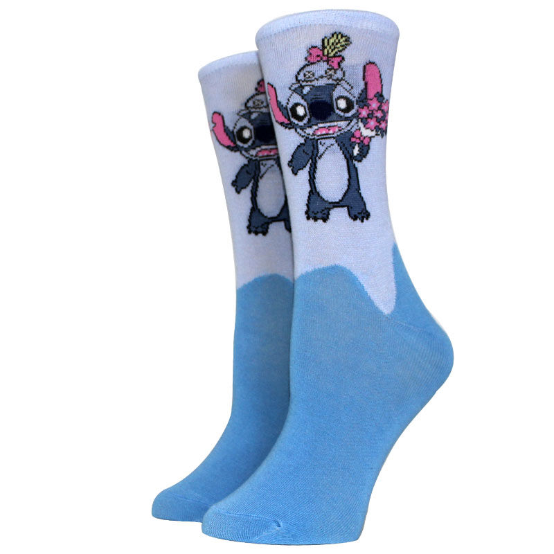 الصورة المصغرة: 5 Pairs New Casual Cartoon Women Socks Middle Tube Stitch Socks Happy Funny Supe
