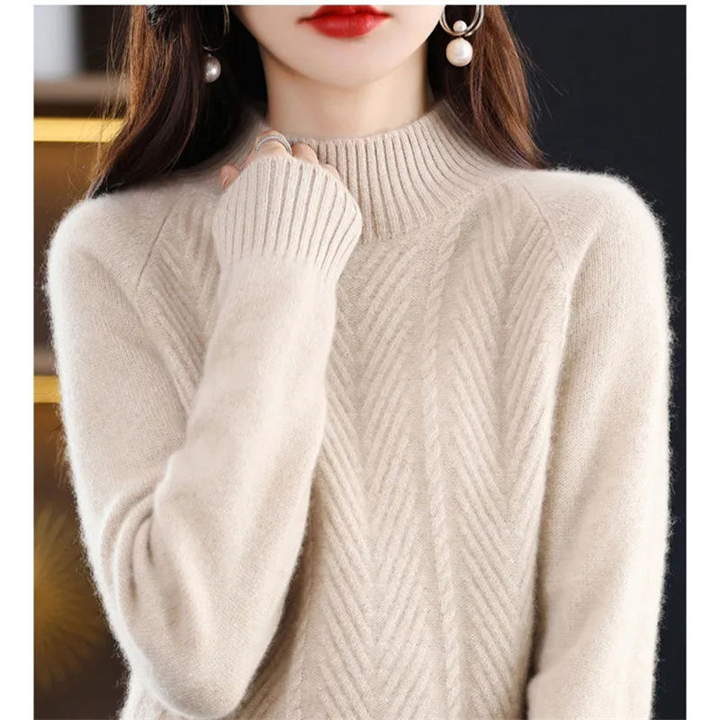 Thumbnail: Heliar Women Fall Turtleneck Sweater Knitted Soft Pullovers Cashmere Jumpers Bas