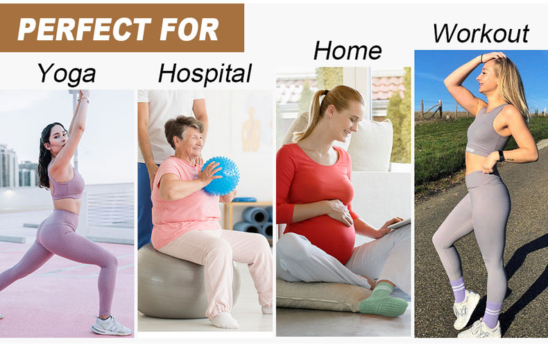 الصورة المصغرة: 4 Pairs Yoga Socks for Women Professional Non-slip Silicone Mid-tube Pilates Soc