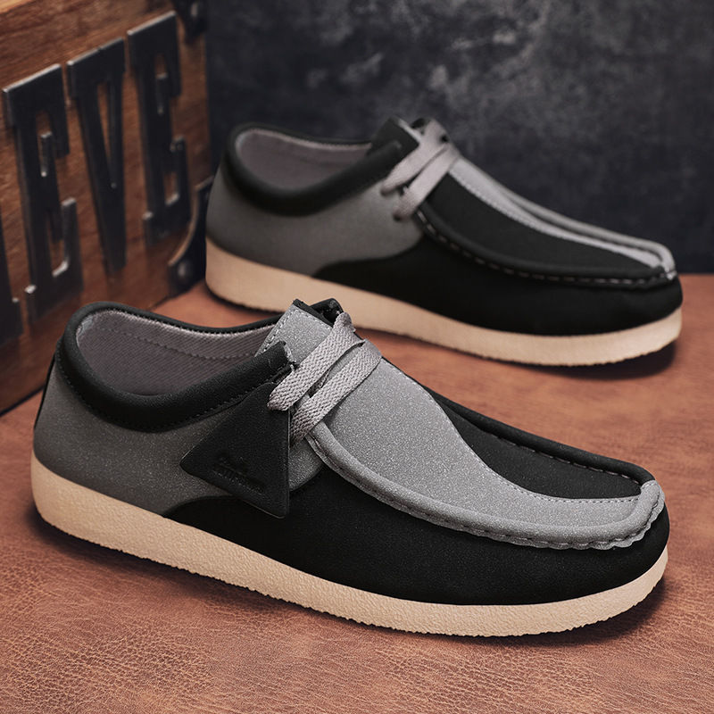 الصورة المصغرة: Fashion Khaki Casual Shoes For Men Suede Leather Loafers Men Platform Slip-on Me