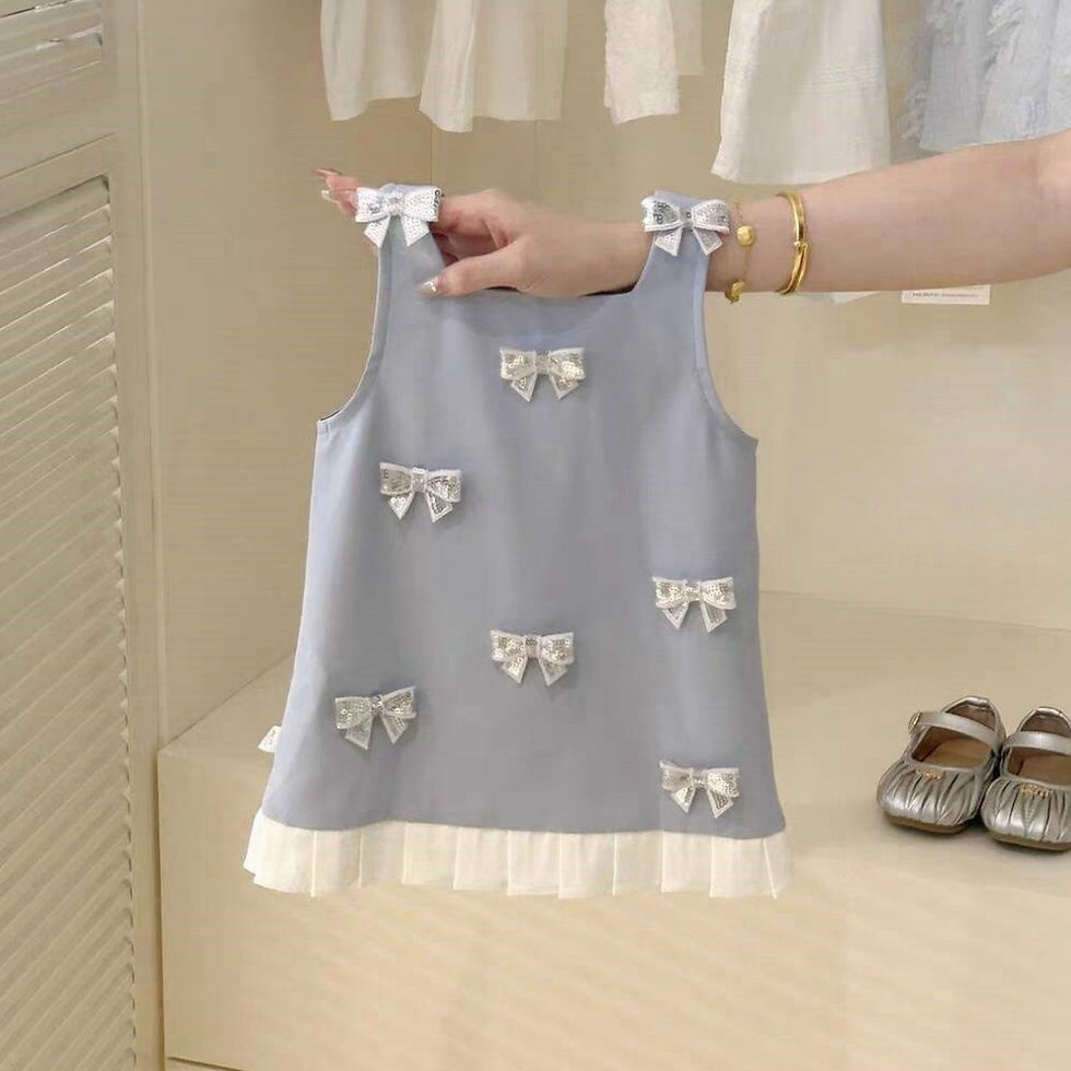 Bear Leader Korean Version New Bow Sequin Sleeveless Princess Dress Sweet 2-7 Ye