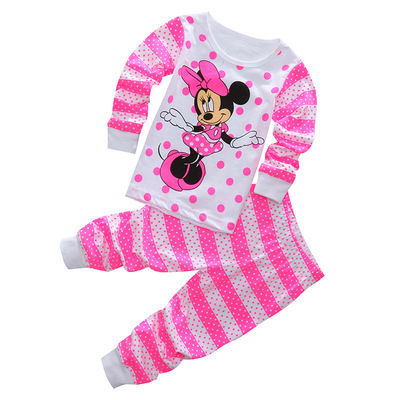 Thumbnail: Children Long Sleeve Pajamas Sets Kids Boys Girls Mickey Minnie Mouse Spiderman 