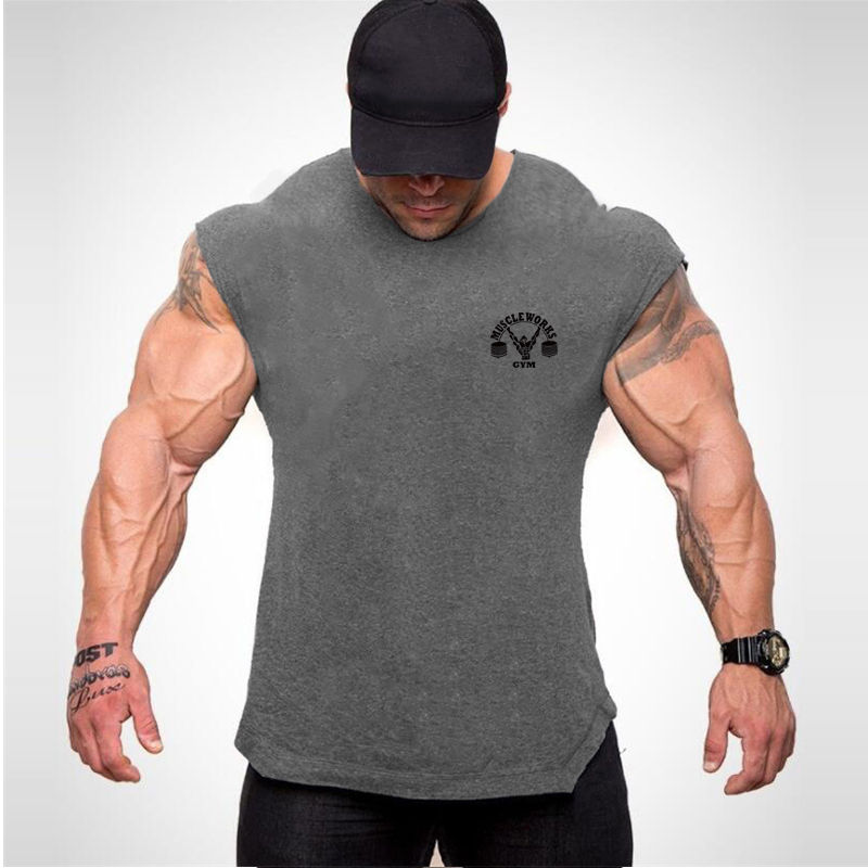 الصورة المصغرة: New Summer Brand Vest Cotton Gym Clothing Men Tank Tops Sleeveless T Shirt Bodyb