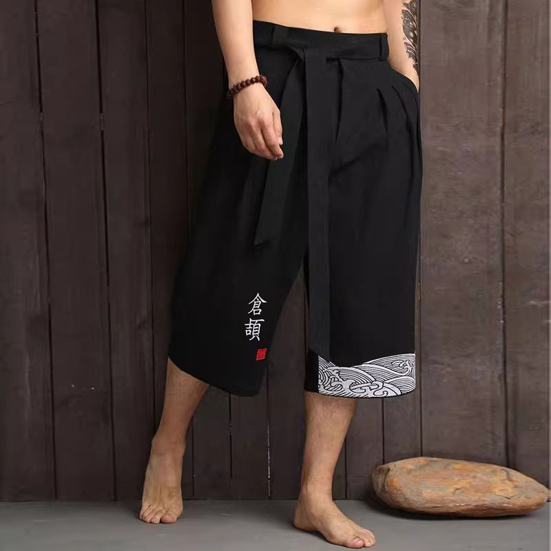 Japanese Kimono Traditional Pants Men Asian Clothing Bath Pant Casual Loose Male