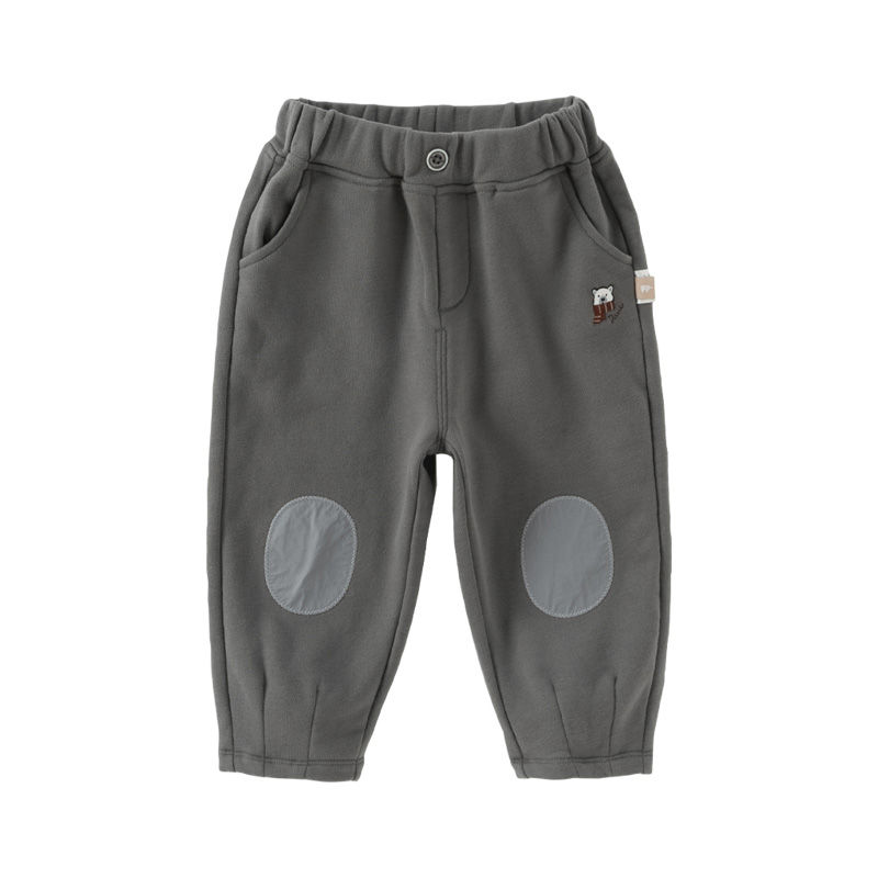 الصورة المصغرة: Dave Bella Spring Boys Girls Kids Pants Grey Cotton Knitted Pants Casual Elastic
