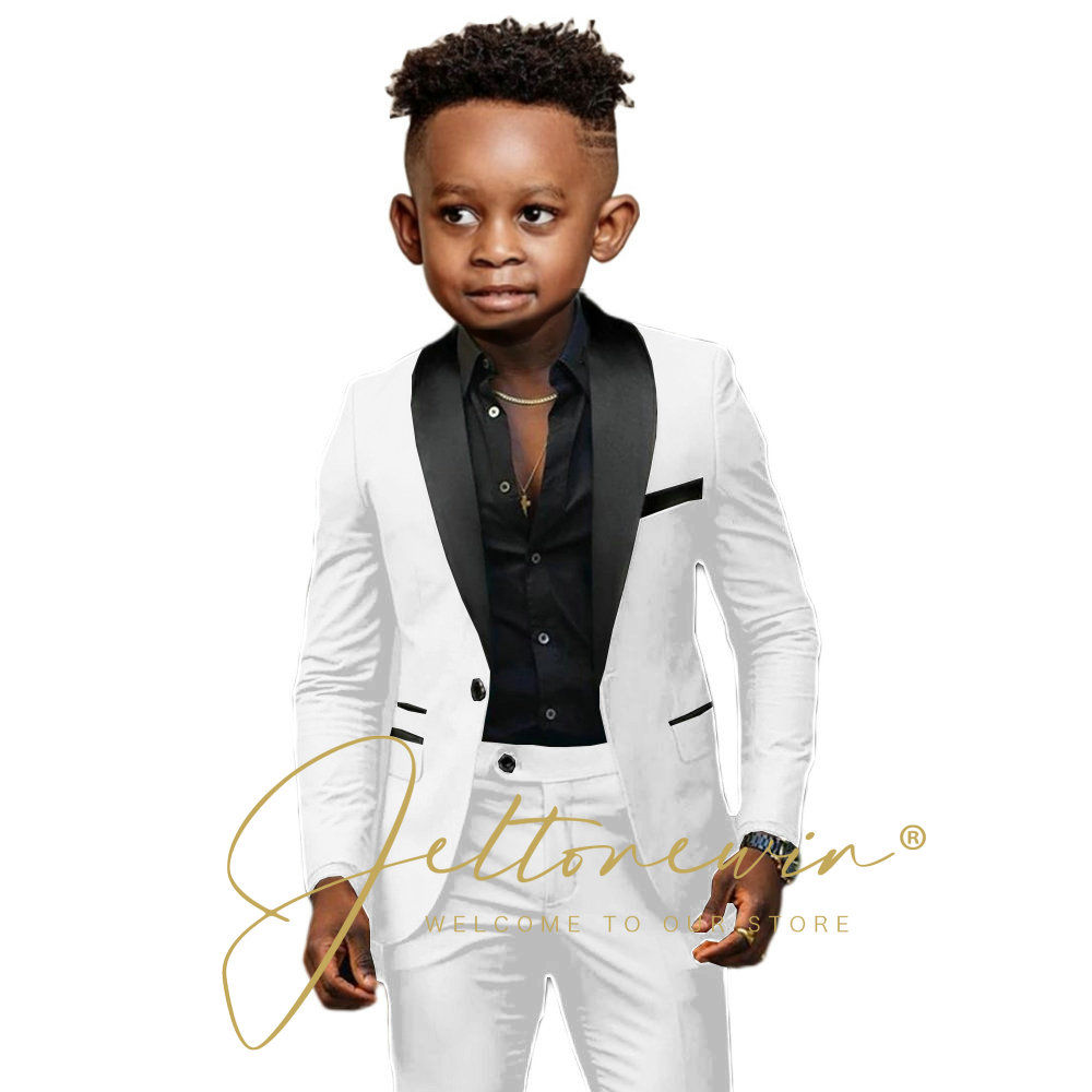 White Boys Suits 2 Pieces Wedding Formal Party Tuxedo Child Shawl Lapel Kids Dre