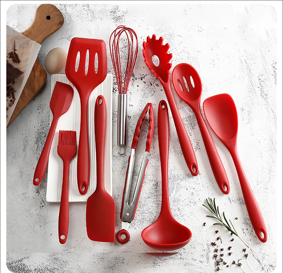 Thumbnail: 10 PCS Silicone Cookware Set Kitchen Cooking Tools Baking Tools Tableware Silico