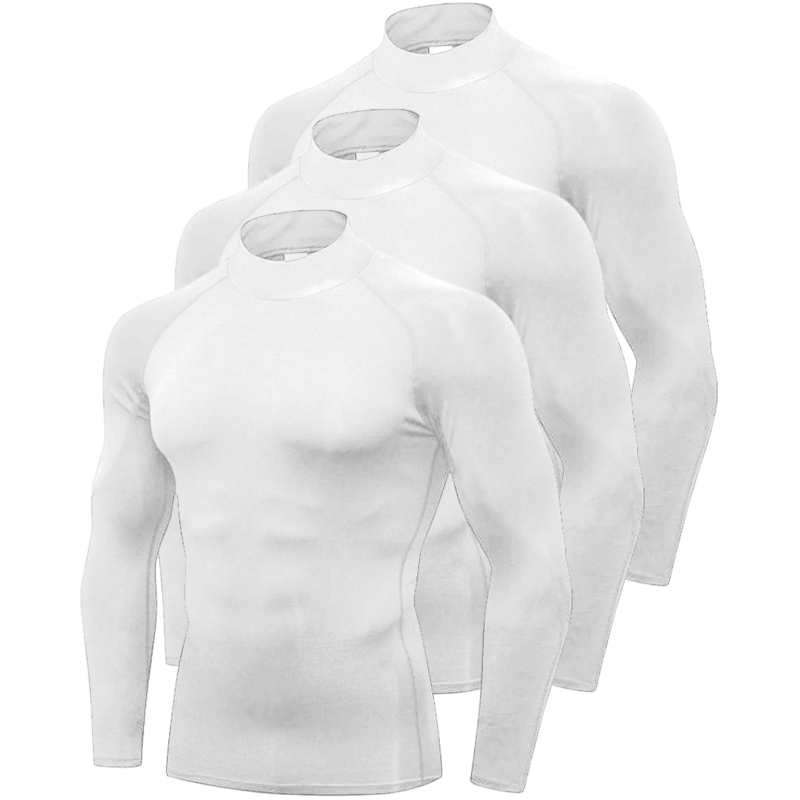 Thumbnail: 3 Pack Men Compression Running T-shirt Fitness Tight Long Sleeve Sport Shirts Tr