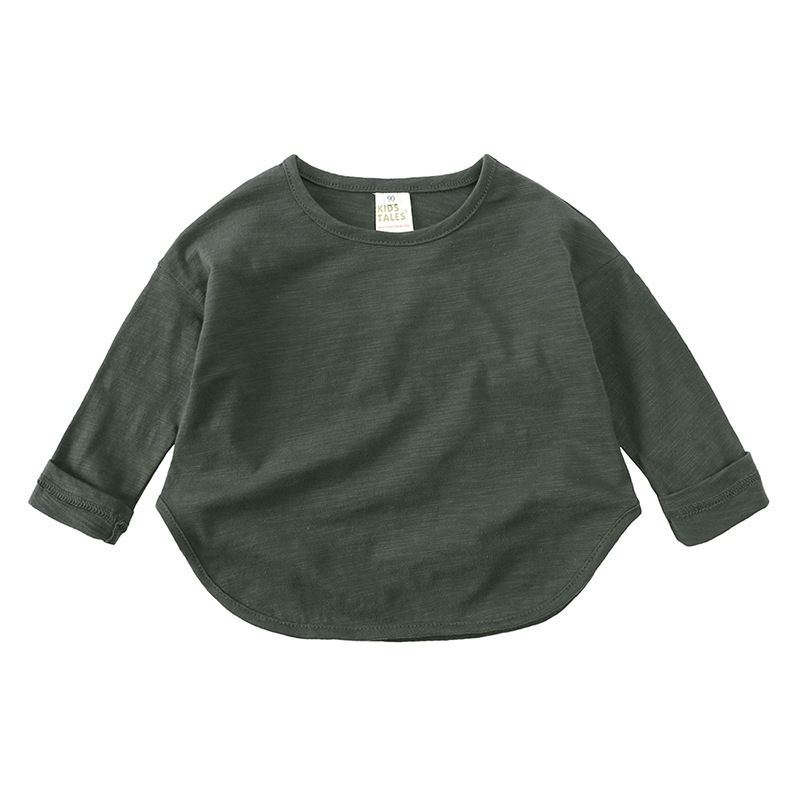 الصورة المصغرة: Autumn Boy Girl Baby O-neck Solid Bottoming Shirt Children Simple Casual Long Sl
