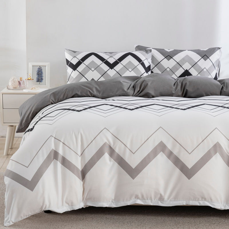 الصورة المصغرة: Abstract Geometric Duvet Cover Full Queen Size Wave Pattern Bedding Set Farmhous