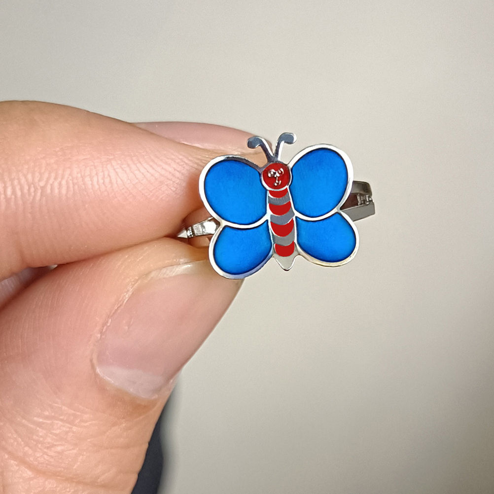 6 Pcs Thermochromic Ring Color Changing Sensitive Lovely Iron Finger Child Carto