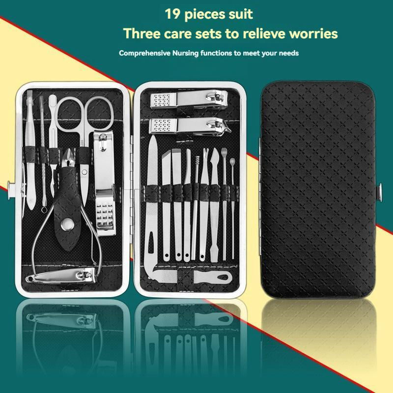 19pcs Stainless Steel Nail Scissor Set Full Set Nail Clippers Household Cuticle