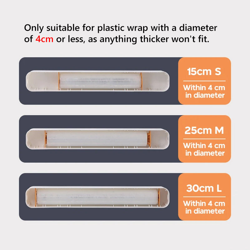 Thumbnail: Food Film Dispenser Magnetic Plastic Wrap Dispenser with Cutter Storage Box Alum