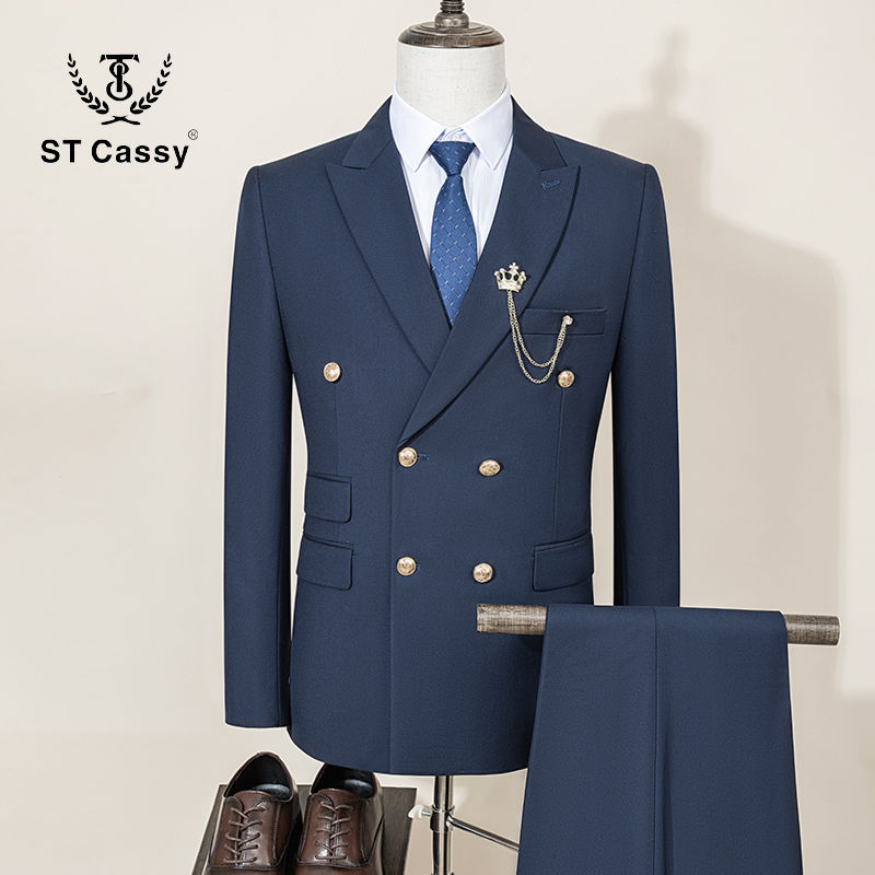 ST Cassy High Quality Men's Suit Fashionable and Casual Slim Fit Male Groom Wedd