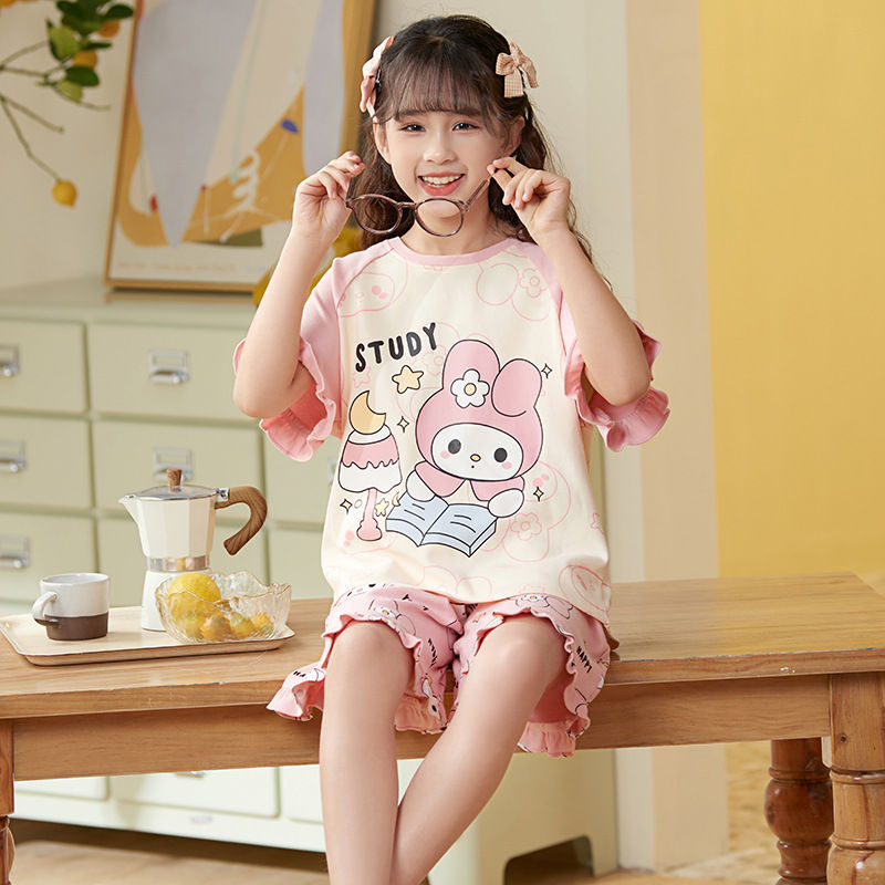 الصورة المصغرة: 2Pcs Pompom Purins Children Pajamas Set Anime Sanrio Kuromi Kawaii Fashion Round