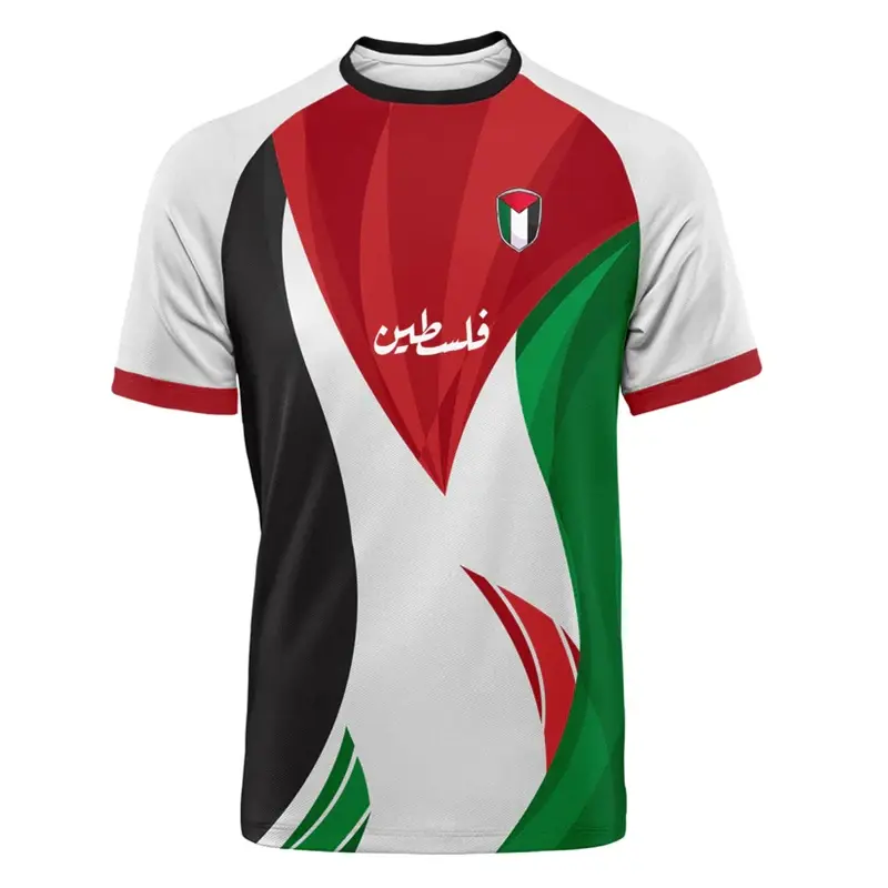 الصورة المصغرة: Fashion Palestine Flag Football T Shirts Summer Casual 3D Printed Mens Sports Je