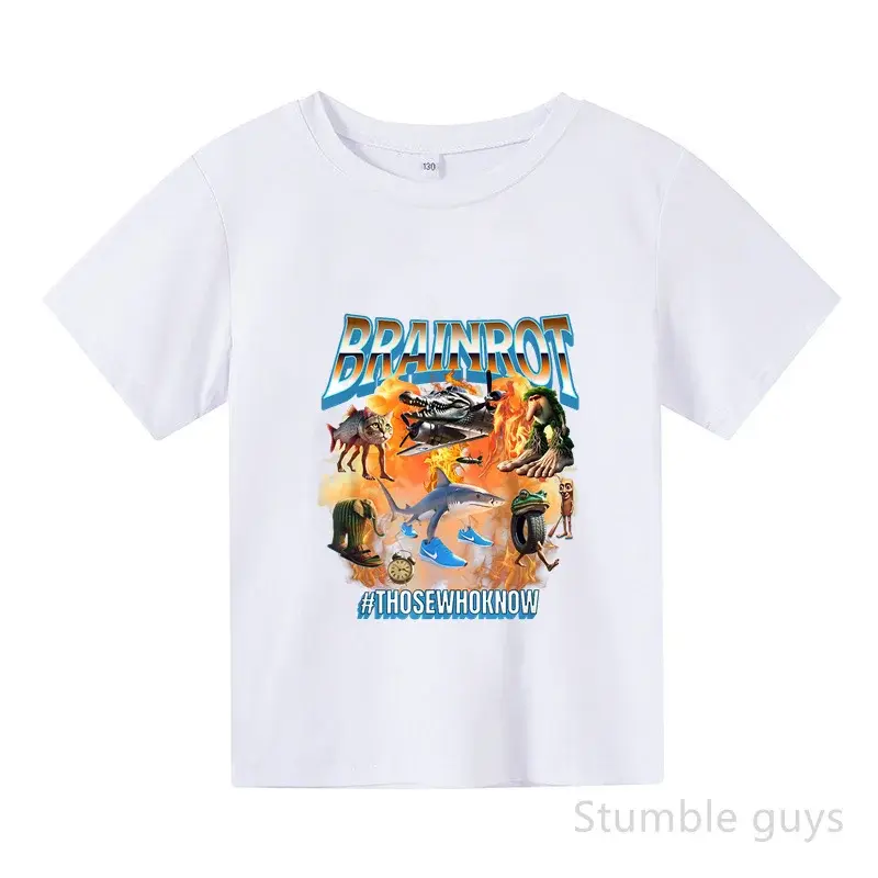 Tung Tung Tung Sahur Kids Italian Brainrot Clothes Short Sleeve Casual Summer Bo