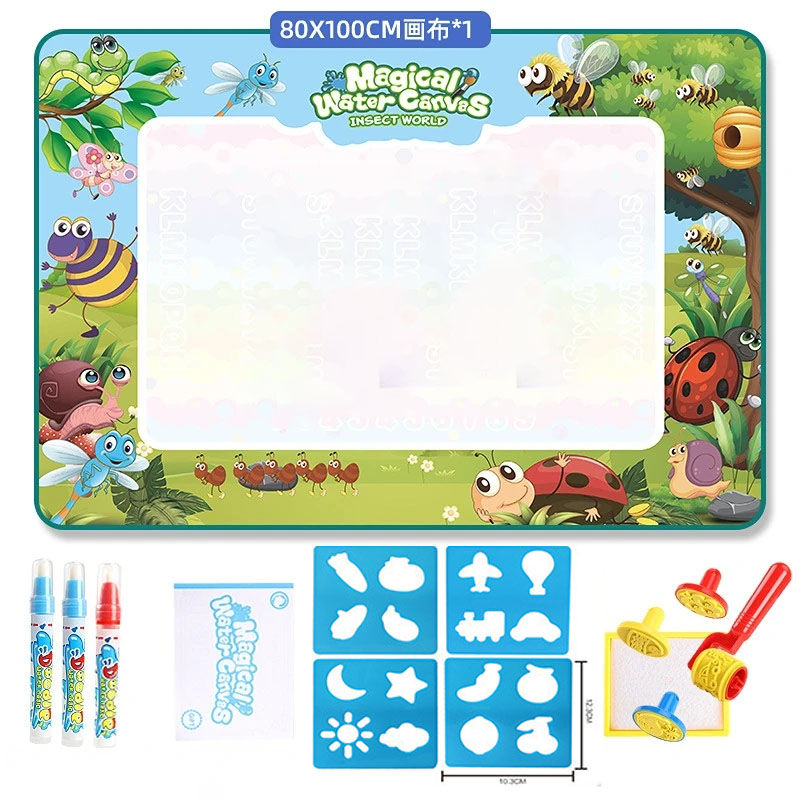 الصورة المصغرة: 100x80CM Magic Water Drawing Mat Coloring Doodle With Reusable Magic Pens Montes