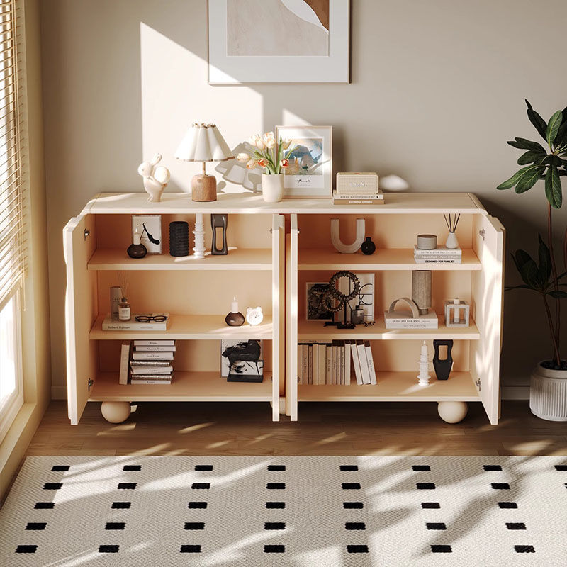 الصورة المصغرة: White Cute Living Room Cabinets Behind Sofa Storage Glam With Doors Living Room 