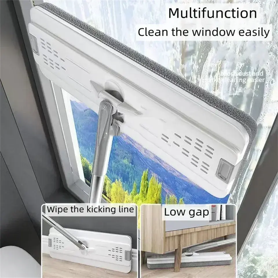 الصورة المصغرة: Flat Floor Mop and Bucket Game, Kitchen Cleaning Tool, Microfiber, Squeegee, Mag