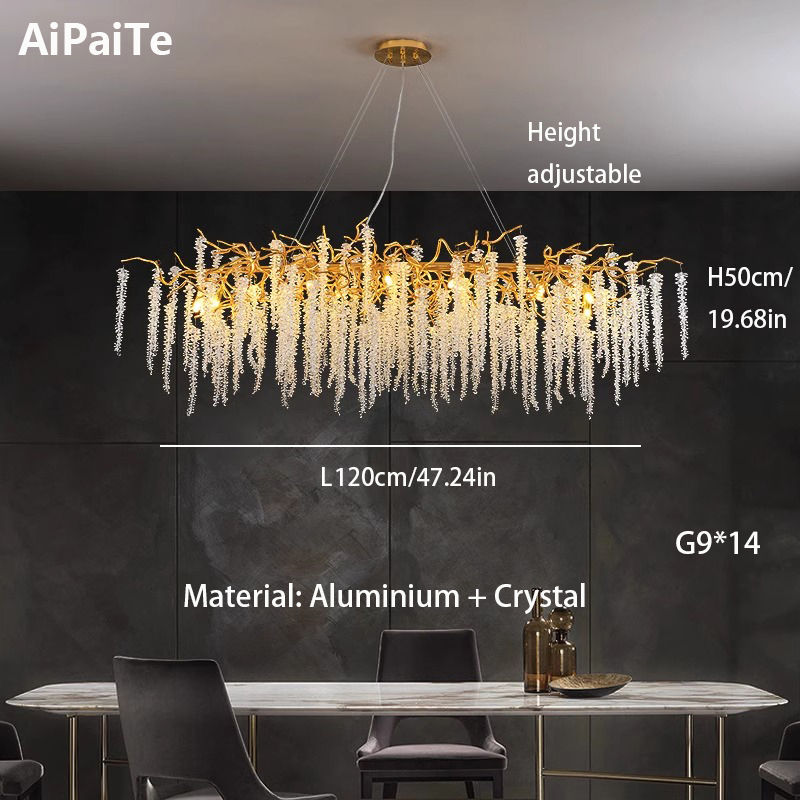الصورة المصغرة: Special Promotions Modern Gold LED Tree branch crystal tassel adjustable chandel