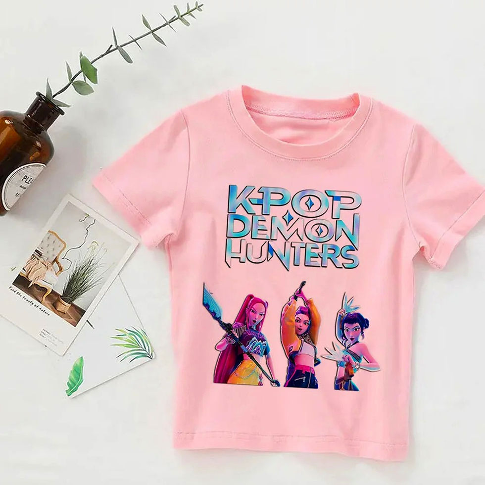 الصورة المصغرة: Kids T-shirt KPop Demon Hunters 2025 Movie Crew Neck Cartoon Girls Boys Tee Casu