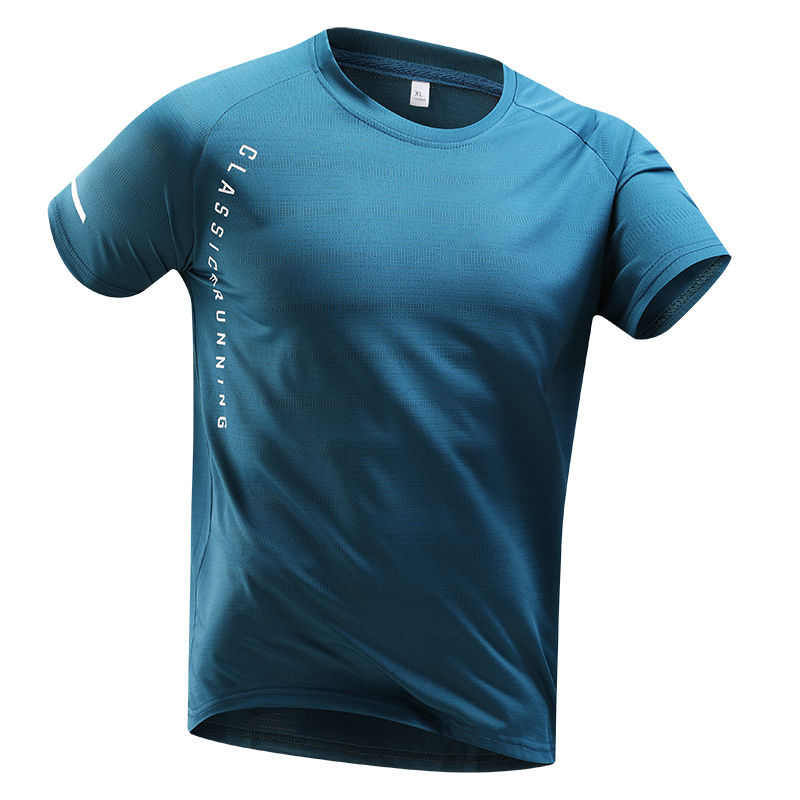 Thumbnail: CHRLCK Men's Running T-shirt Summer Ice Silk Thin Top Reflective Printing Quick 